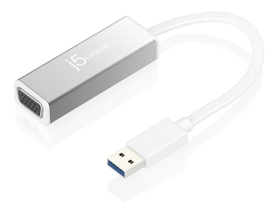j5create USB 3.0 to VGA Adapter, slim, aluminium, white