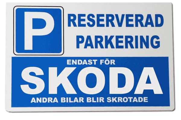 Metall plåtskylt med ' Skoda ' design - 30x20 cm skylt