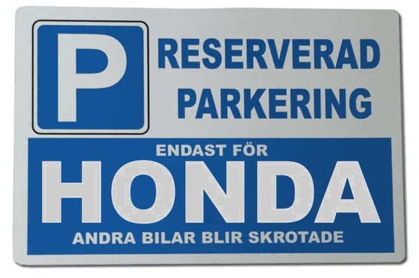 Metall plåtskylt med ' Honda ' design - 30x20 cm skylt