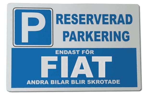 Metall plåtskylt med ' FIAT ' design - 30x20 cm skylt