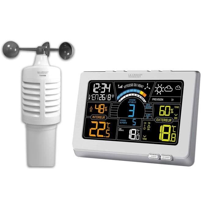 LA CROSSE PRO FAMILIALE WS6860WHI-SIL Farvet radiostyret vejrstation med anemometer