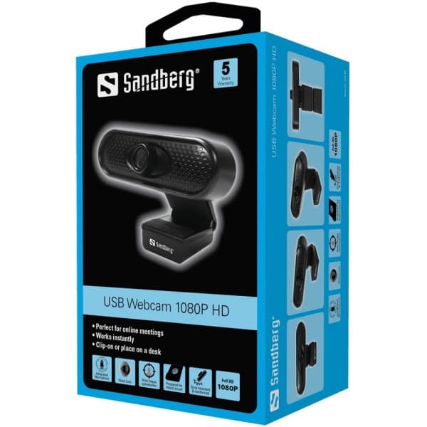 Sandberg USB Webcam 1080P HD. Sort.