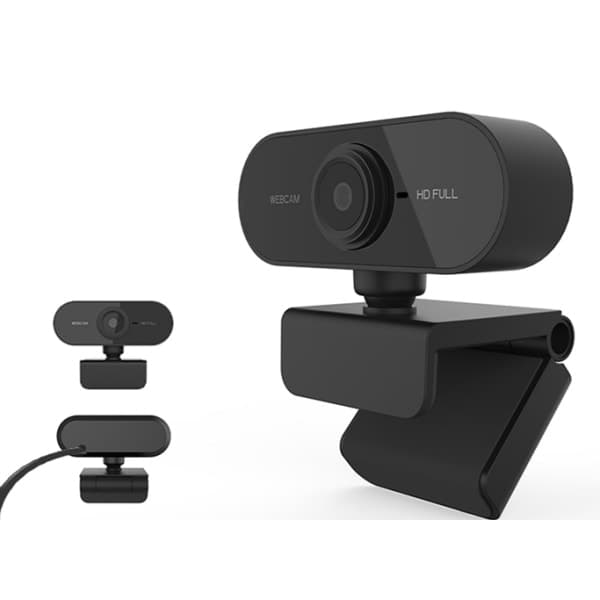 1080P Full HD-webcam with Microphone. Musta.