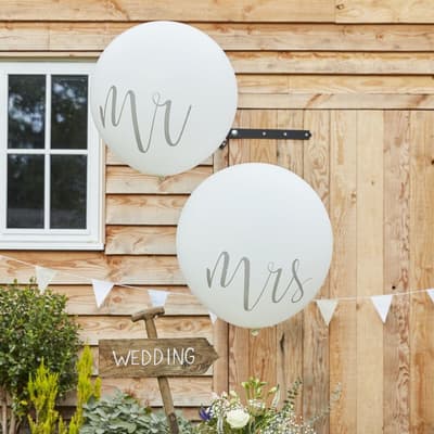 Mr & Mrs Jätteballonger Vita Bröllop