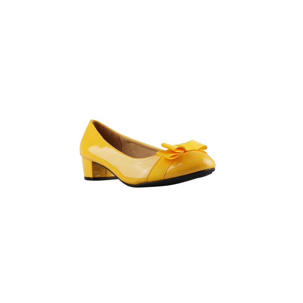 Krisp Womens/Ladies Bow Toe Low Heel Leather Court Shoe