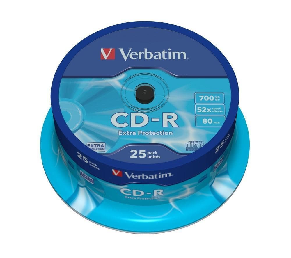 Verbatim CD-R 52x 25p 700MB, Spindel, Extra Skydd