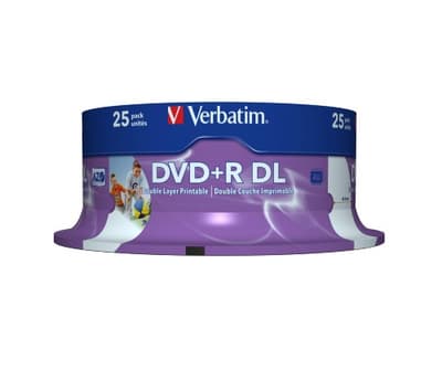 Verbatim DVD+R Verbatim 8.5GB 8X 25-pack Spindel Double Layer, Printable