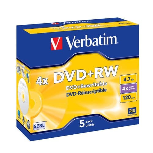 Verbatim DVD+RW Verbatim 4.7GB, 5pack, 4X, Branded matt silver