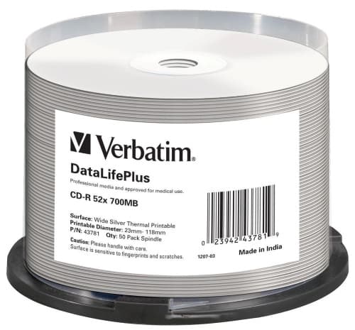 Verbatim CD-R Verbatim 52x 50p 700 MB, DataLifePlus, Printable, Spindel