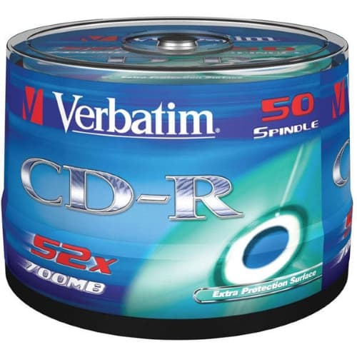 (99) Verbatim CD-R 700MB 52x 50-pack Wide Inkjet