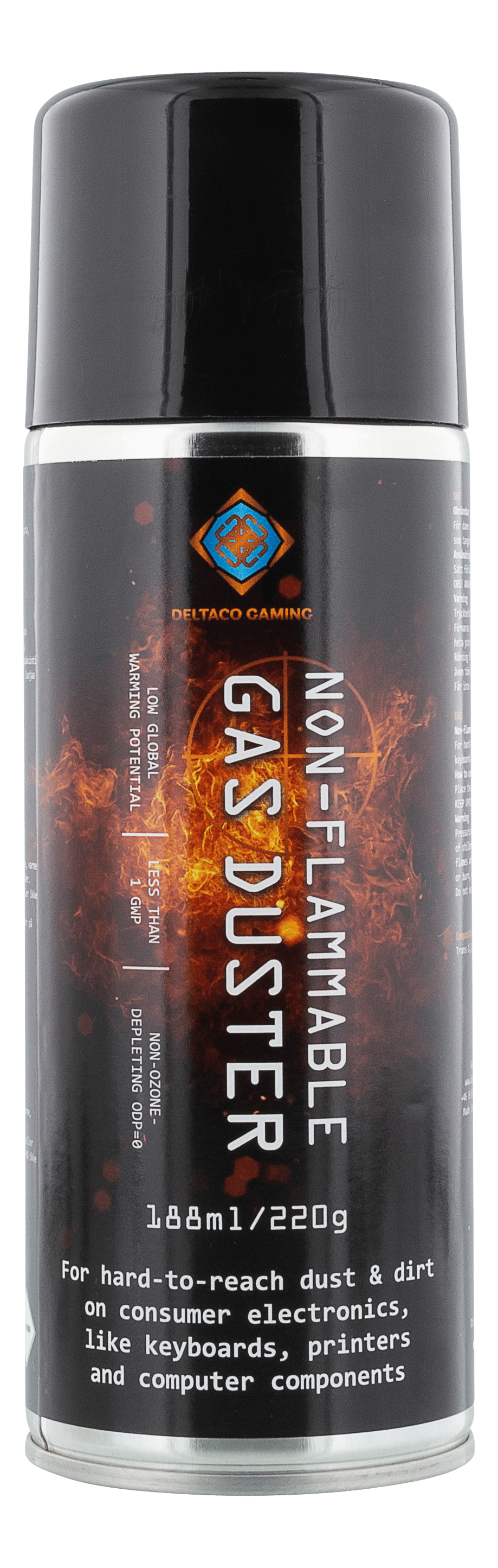 DELTACO GAMING Tryckluft på burk, 220ml, flexiblet munstycke, svart