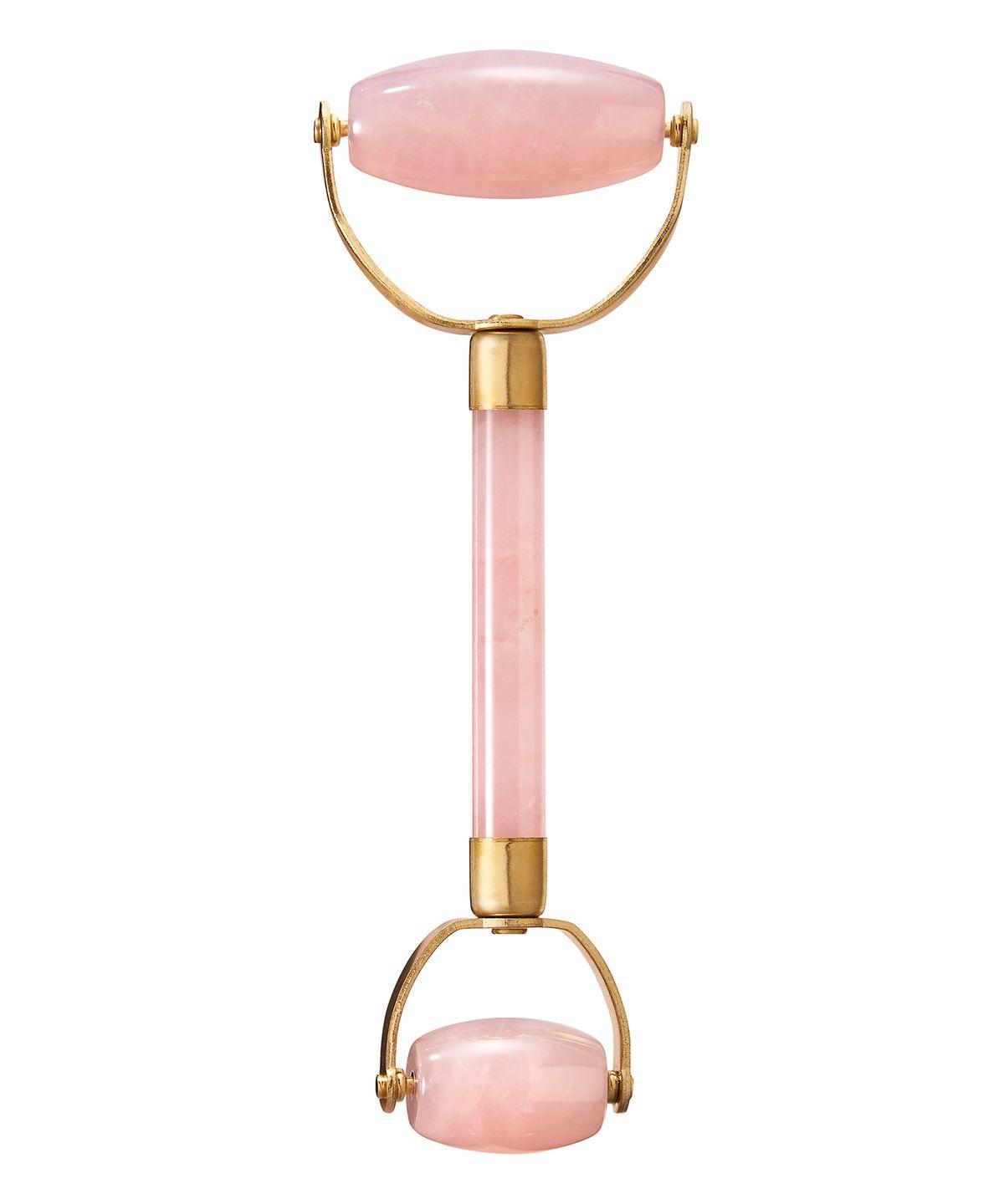 Double Headed Rose Quartz Roller - Natural Chemical Free Crystal i en silkeforet kasse