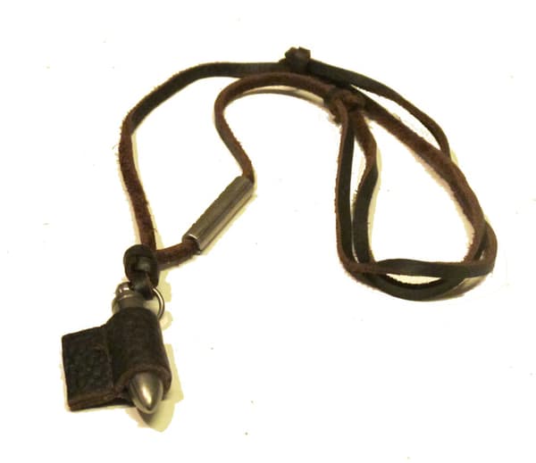 Patron halsband med brun läderrem