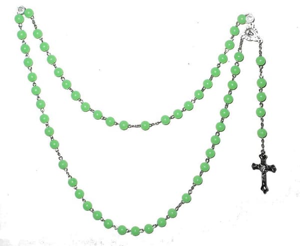 Radband / Kors halsband gröna pärlor