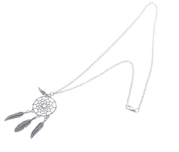 Halsband Drömfångare med fjädrar Dreamcatcher Rostfri kedja