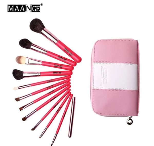 Borstset 12ST+väska -HOTPINK-