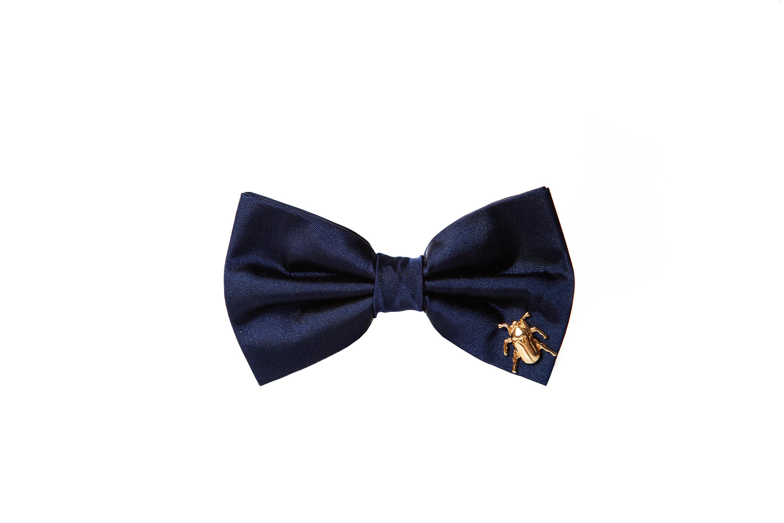 BOW TIE BUG GOLD PIN NAVY BLUE