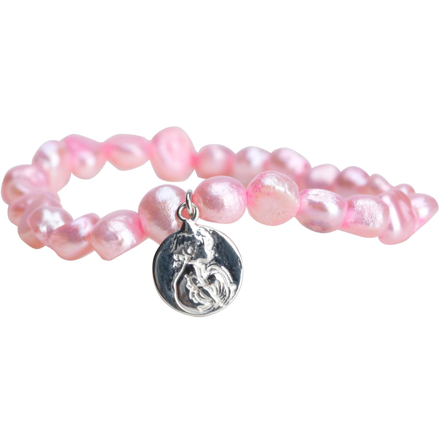 Kalas, Armband, Sötvattenpärlor med Mynt, Rosa