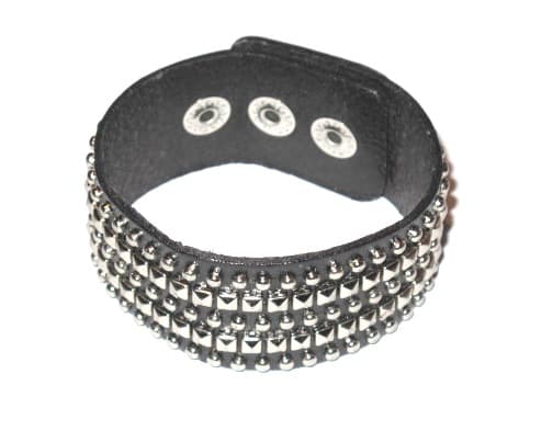 Läderarmband med nitar Mörkbrun