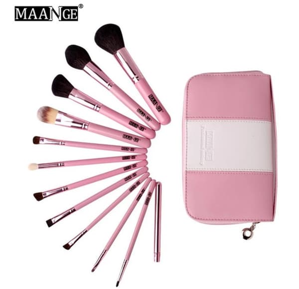 Borstset 12ST+väska -HOTPINK-