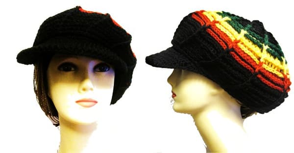 Dreadlock mössa med skärm rasta