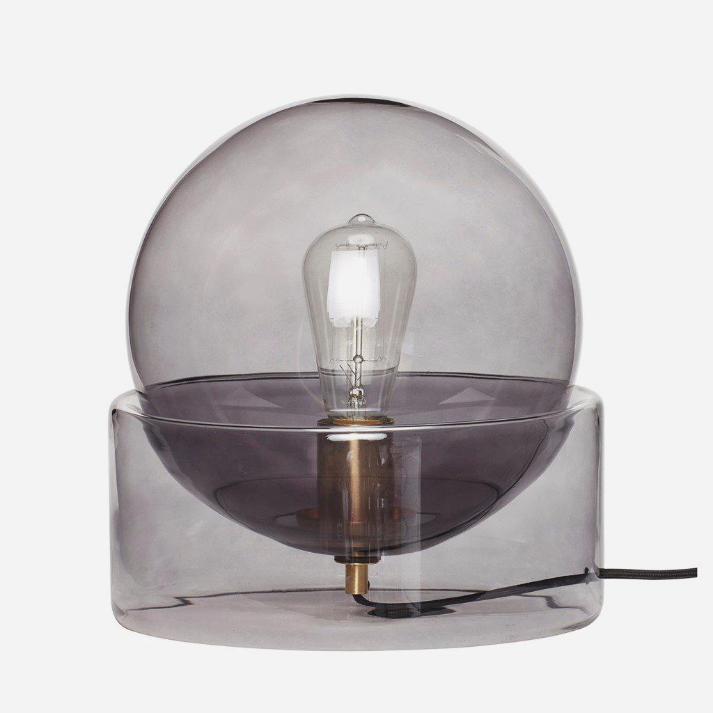 Bordlampe, glas, røget