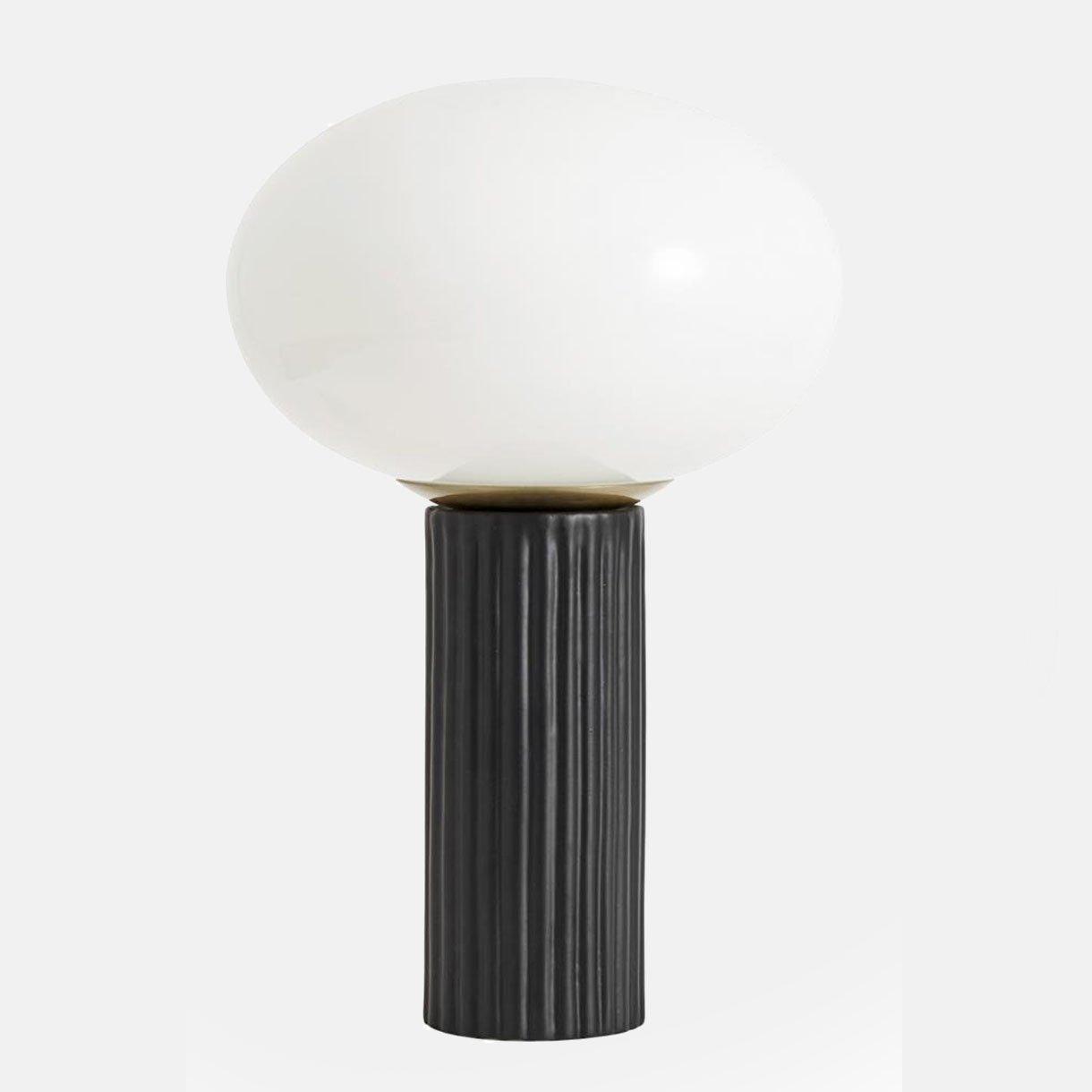 OPAL bordlampe i keramik med glas - h46 cm - sort/hvid
