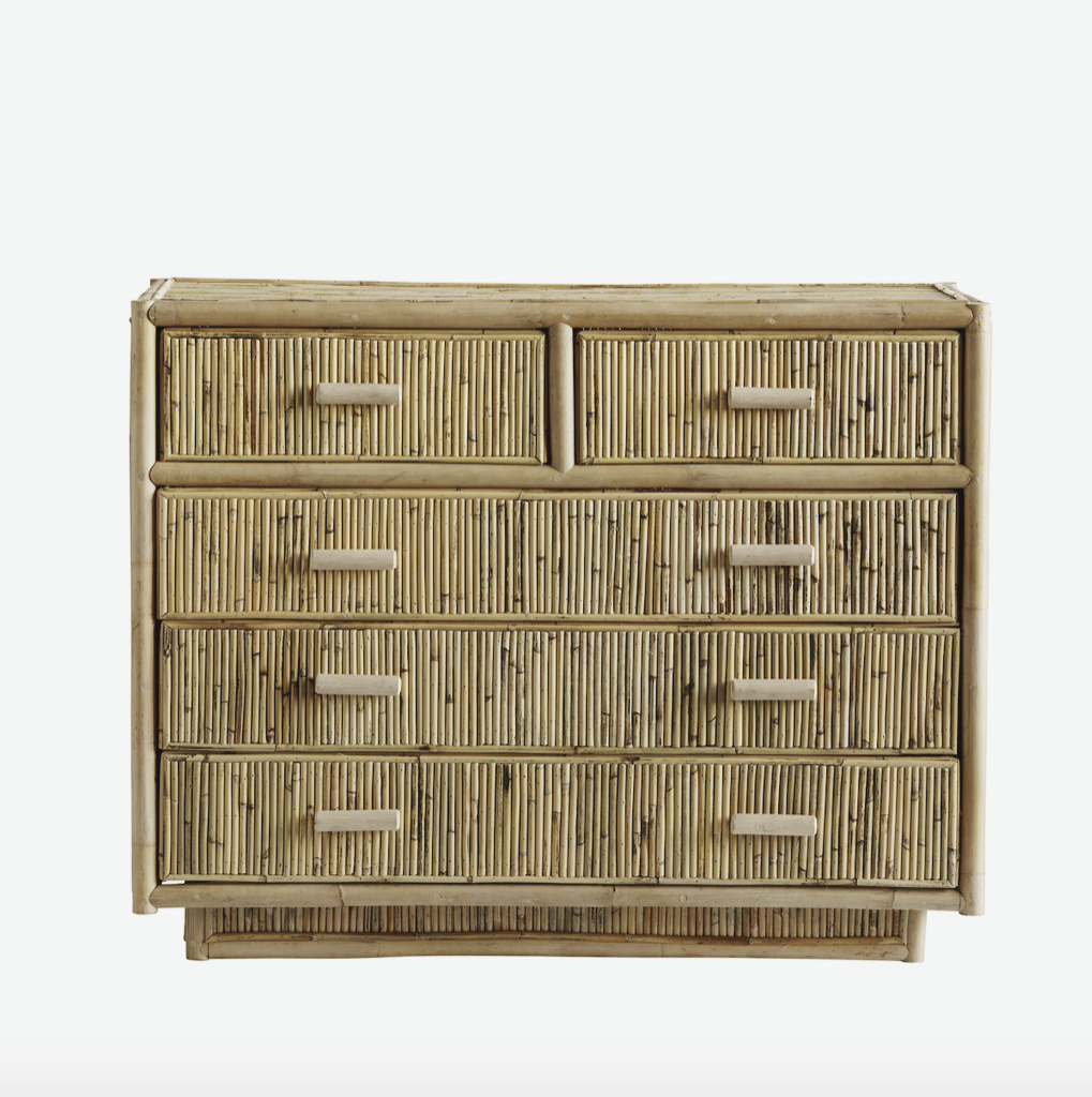 Kommode in rattan, 40x100xH78 cm, natur