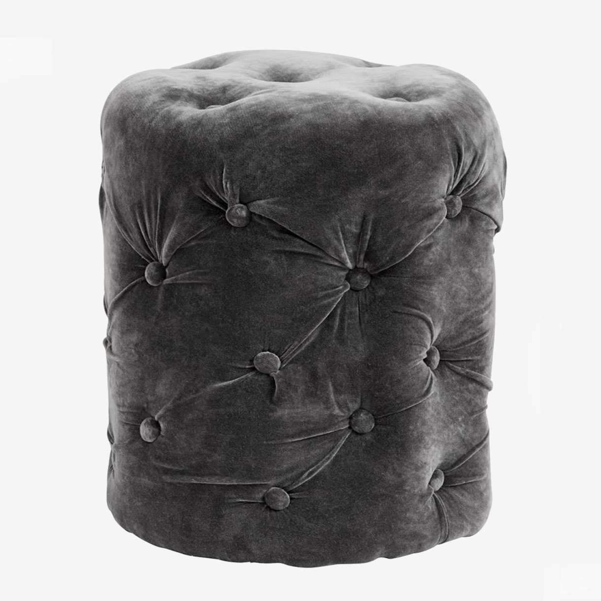 Puf med betræk i velour - h46 cm - mørkegrå