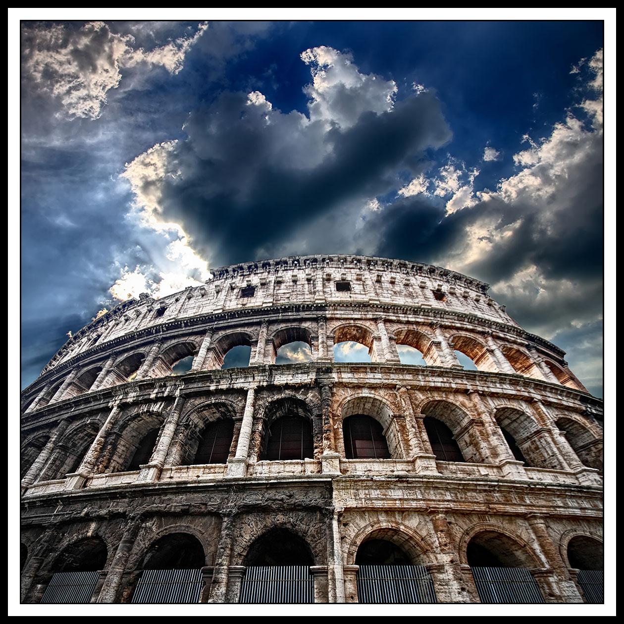 COLOSSEUM Poster/Black/White Kvadrat: 80x80 1099 Tavla med ram (vit)