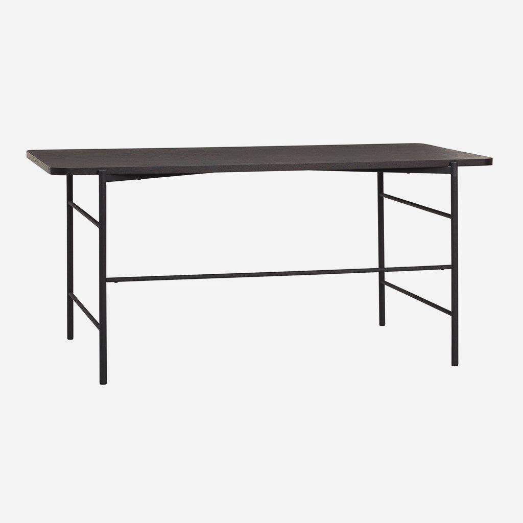 Skrivebord, metal/træ, sort