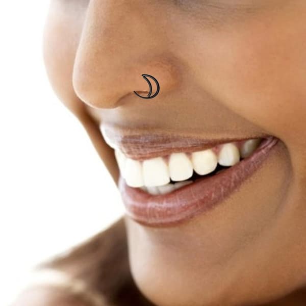 Svart Fake Piercing Öron Läpp Näsring Septum Läppring