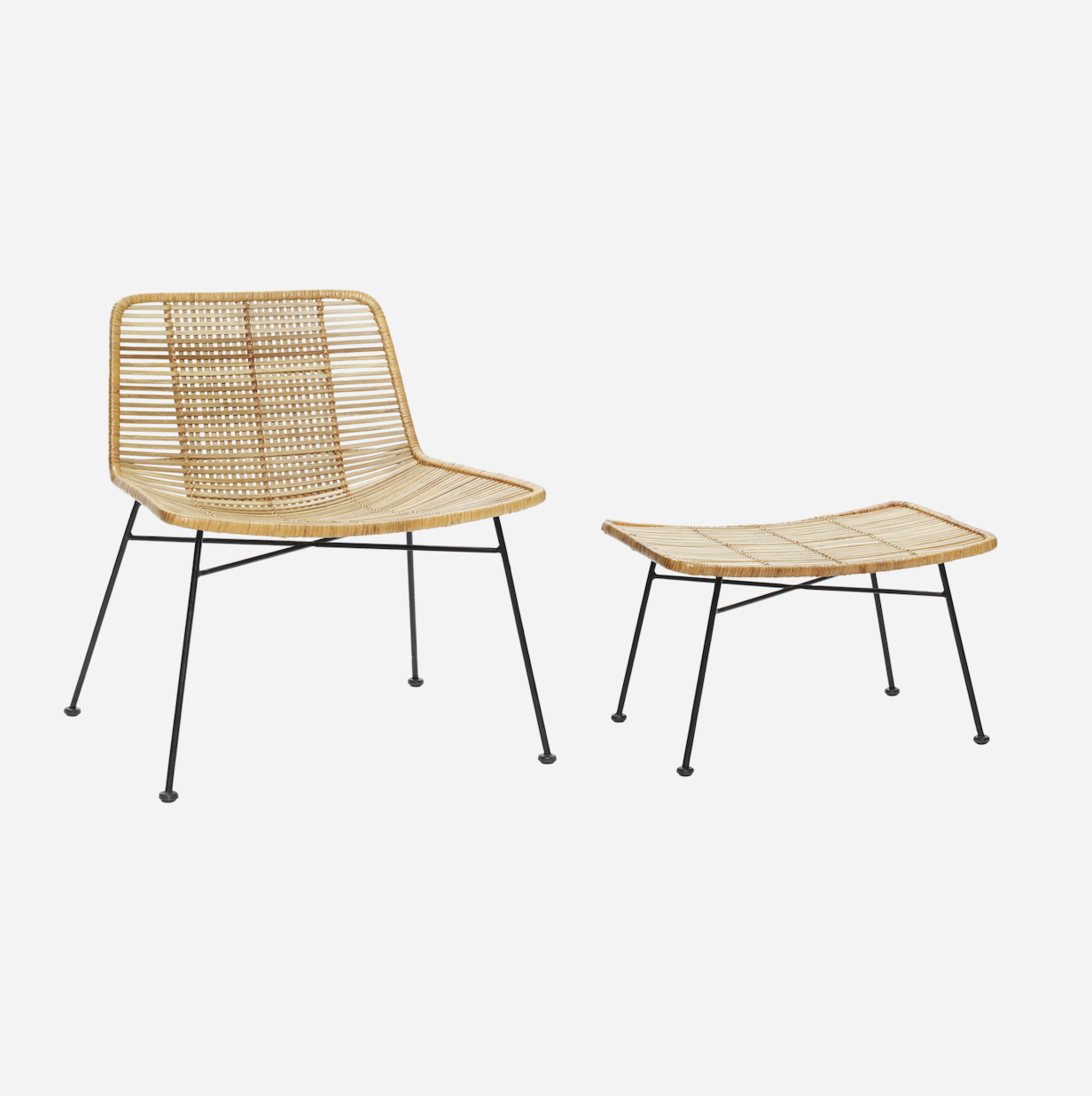 Loungestol mskammel, rattanmetal, natursort Loungestol mskammel, rattanmetal, natursort