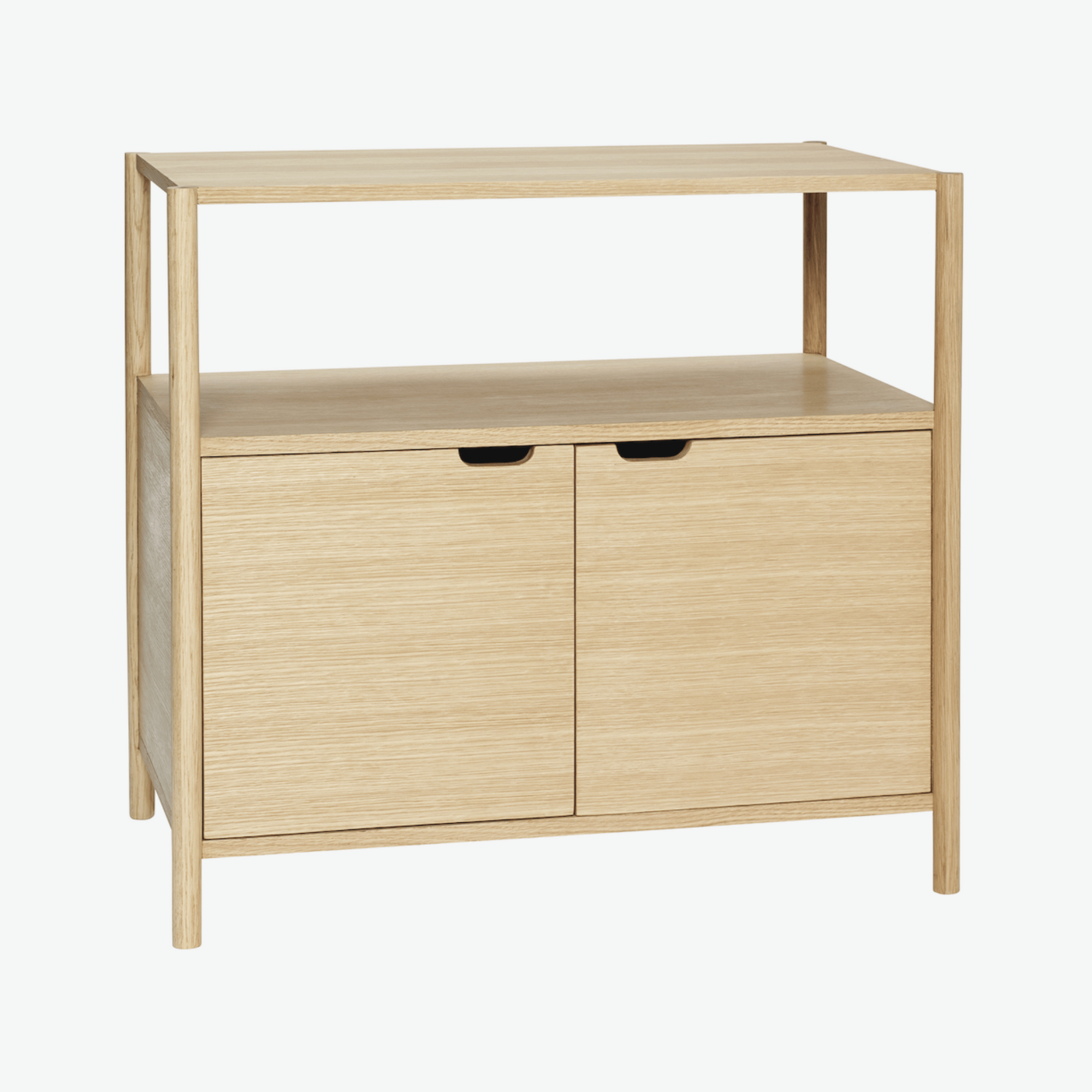 Kommode m/hylde, egetræ, natur