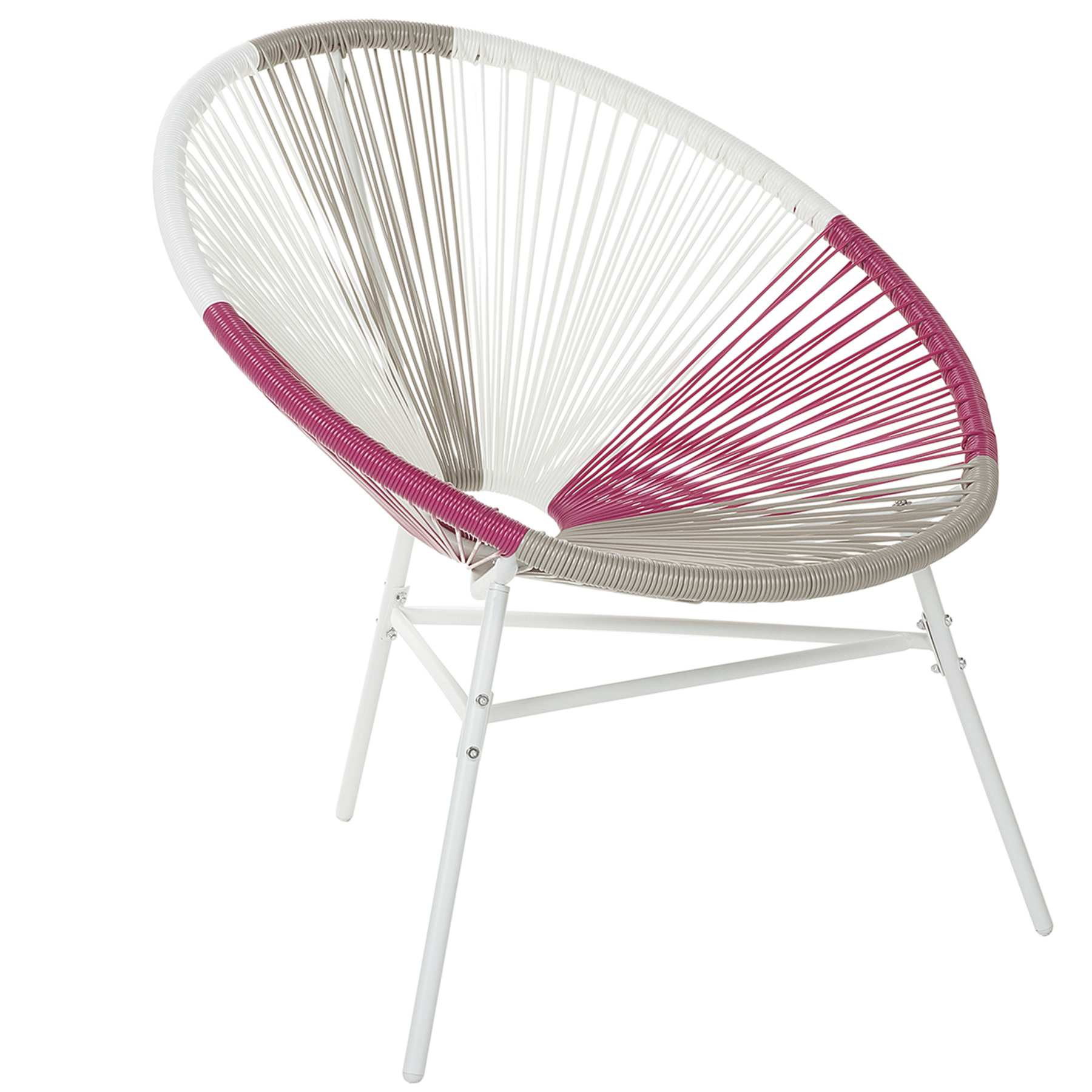 Havestol 2 stk. Hvid/Beige/Lyserød ACAPULCO