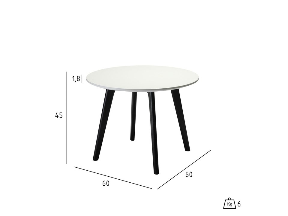 Furnhouse Life Sofabord, Hvid Top, Sort Træben, 60x60x45 cm Furnhouse Life Sofabord, Hvid Top, Sort Træben, 60x60x45 cm