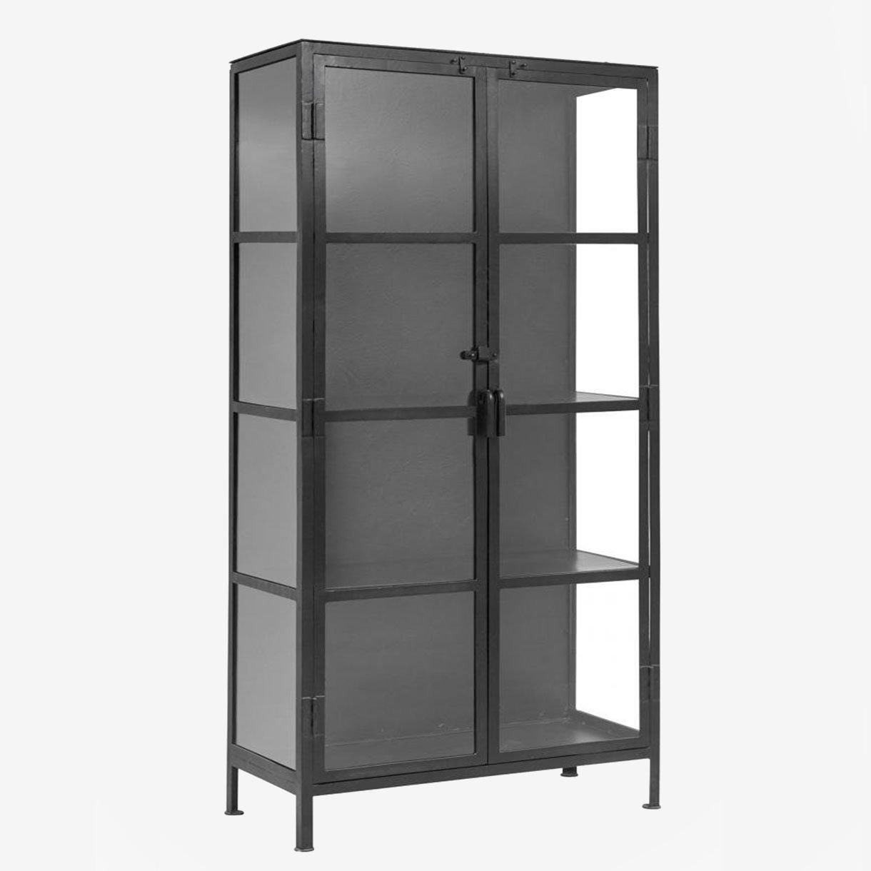 Vitrineskab i jern - 175x80 - sort