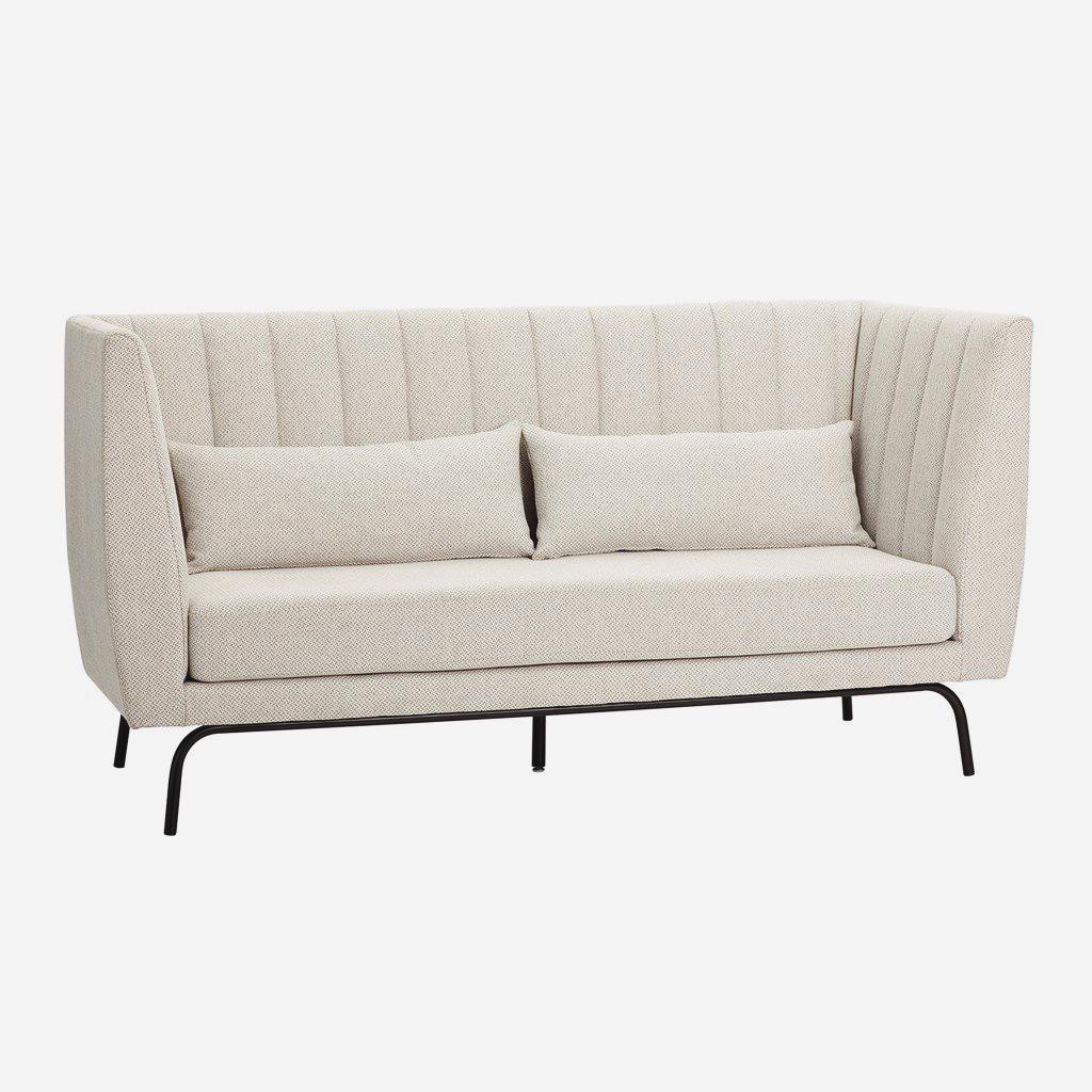 Sofa til 3 personer, metal/stof, lysegrå