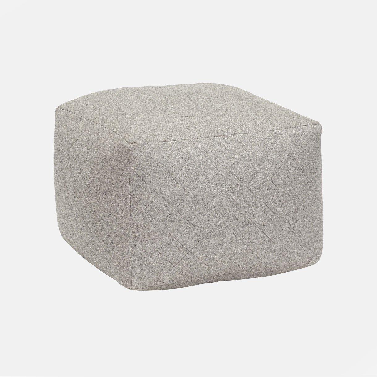 Puf, firkantet, uld, grå