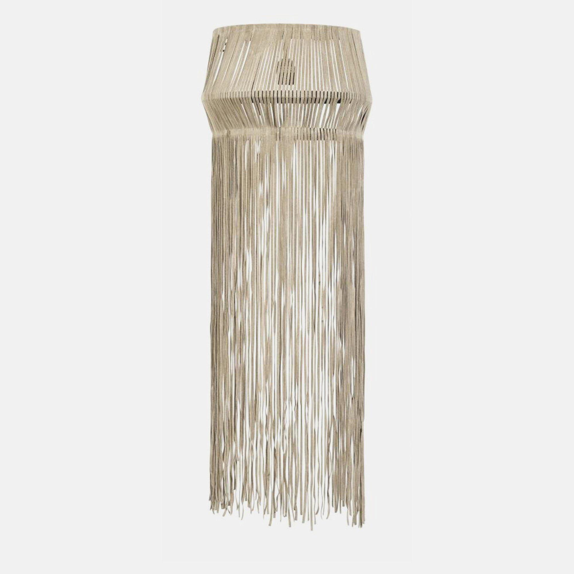 VÆGLAMPE MED FRYNSER I LÆDER - H91 CM - BEIGE