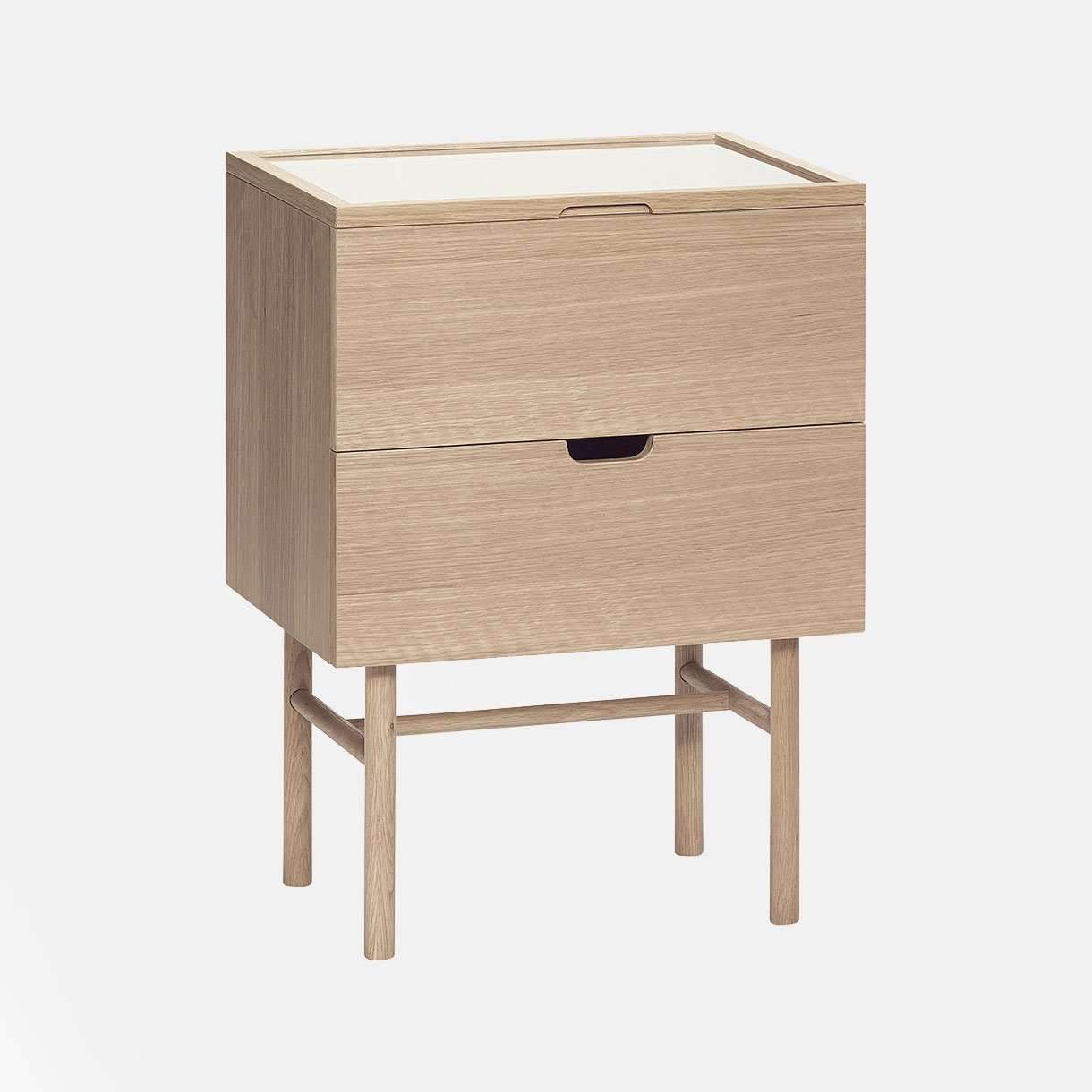 Kommode m/rum, 2 skuffer, egetræ, natur