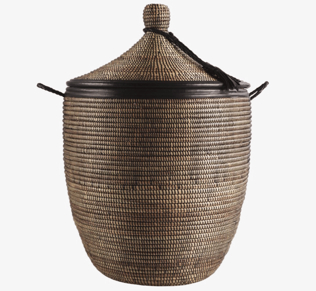 Flet Kurv | Ø: 48 H: 70 cm | Sort/Natur