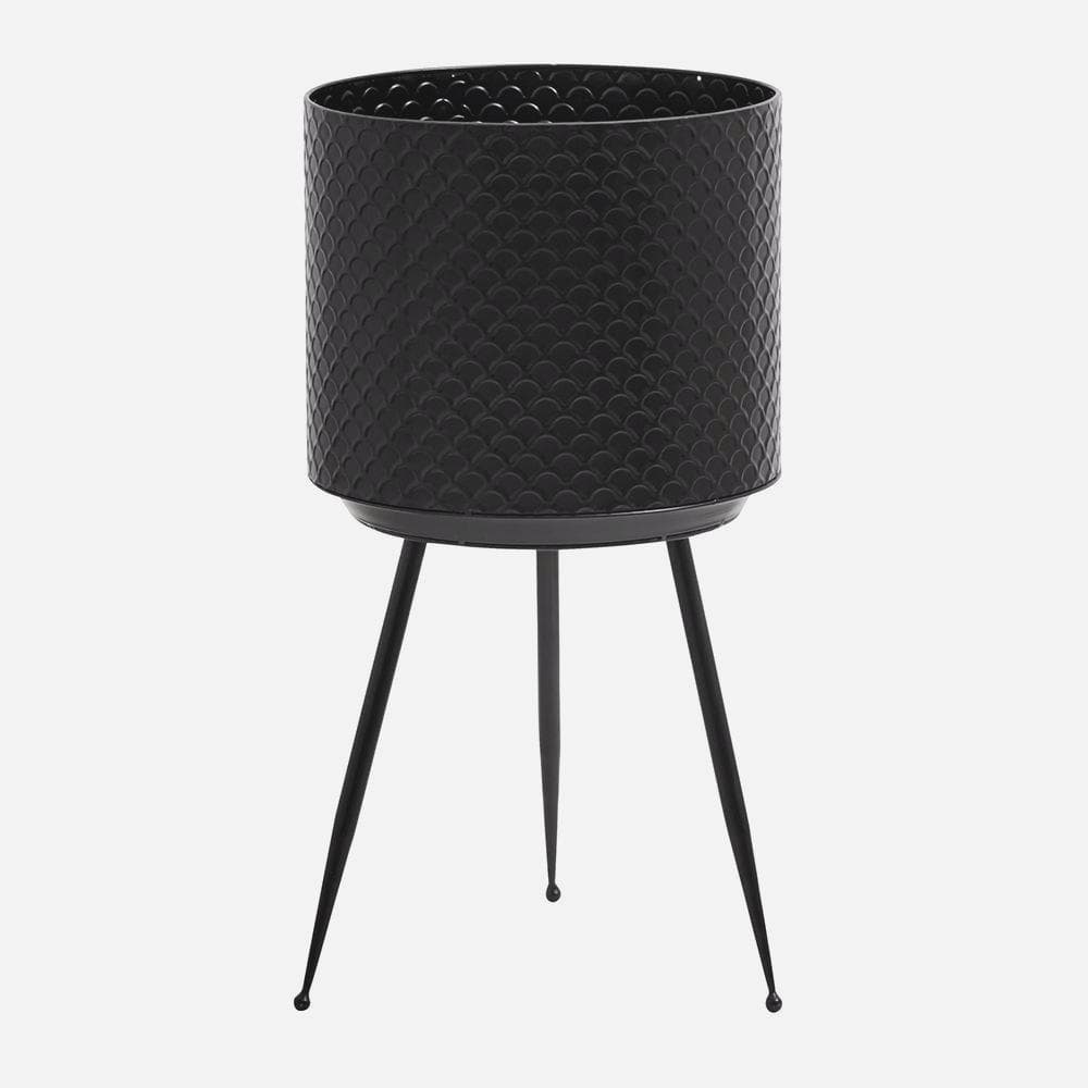 INDIAN black metal planters w. legs, S