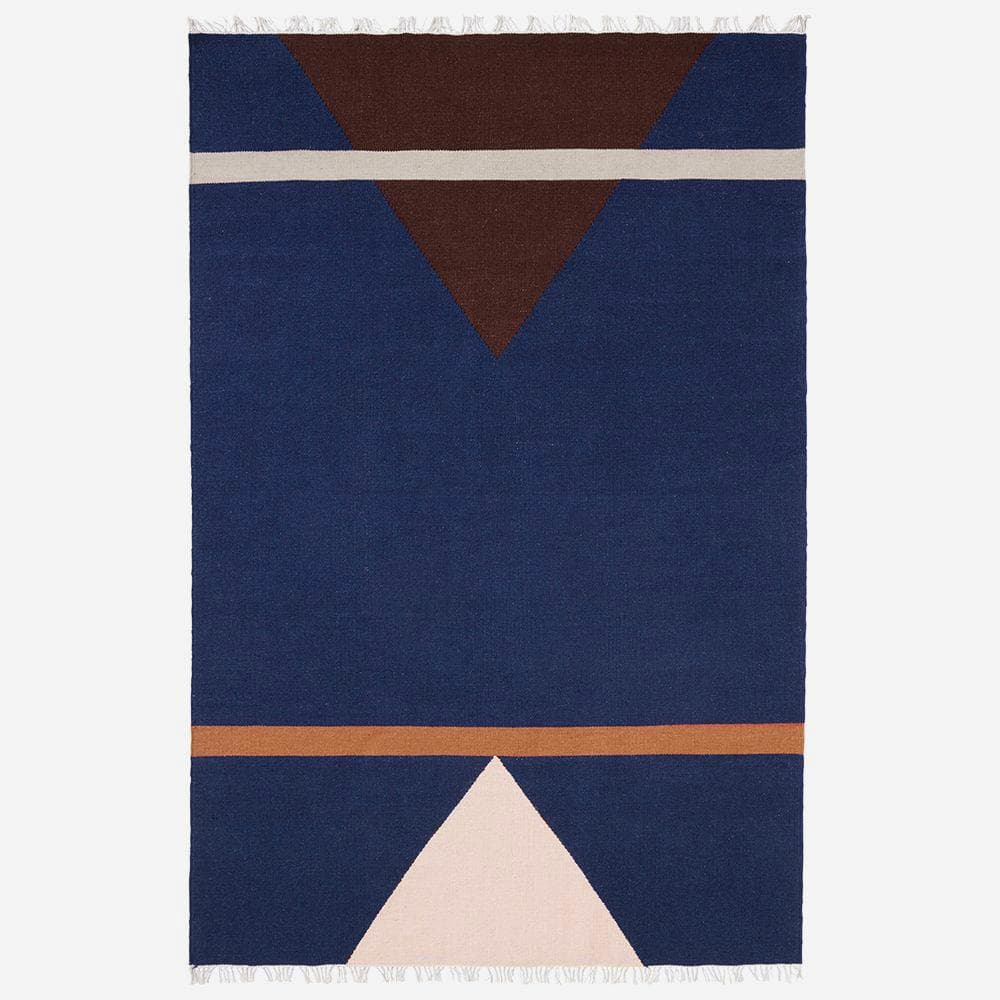 SHARP woven rug, blue/pink/wine red