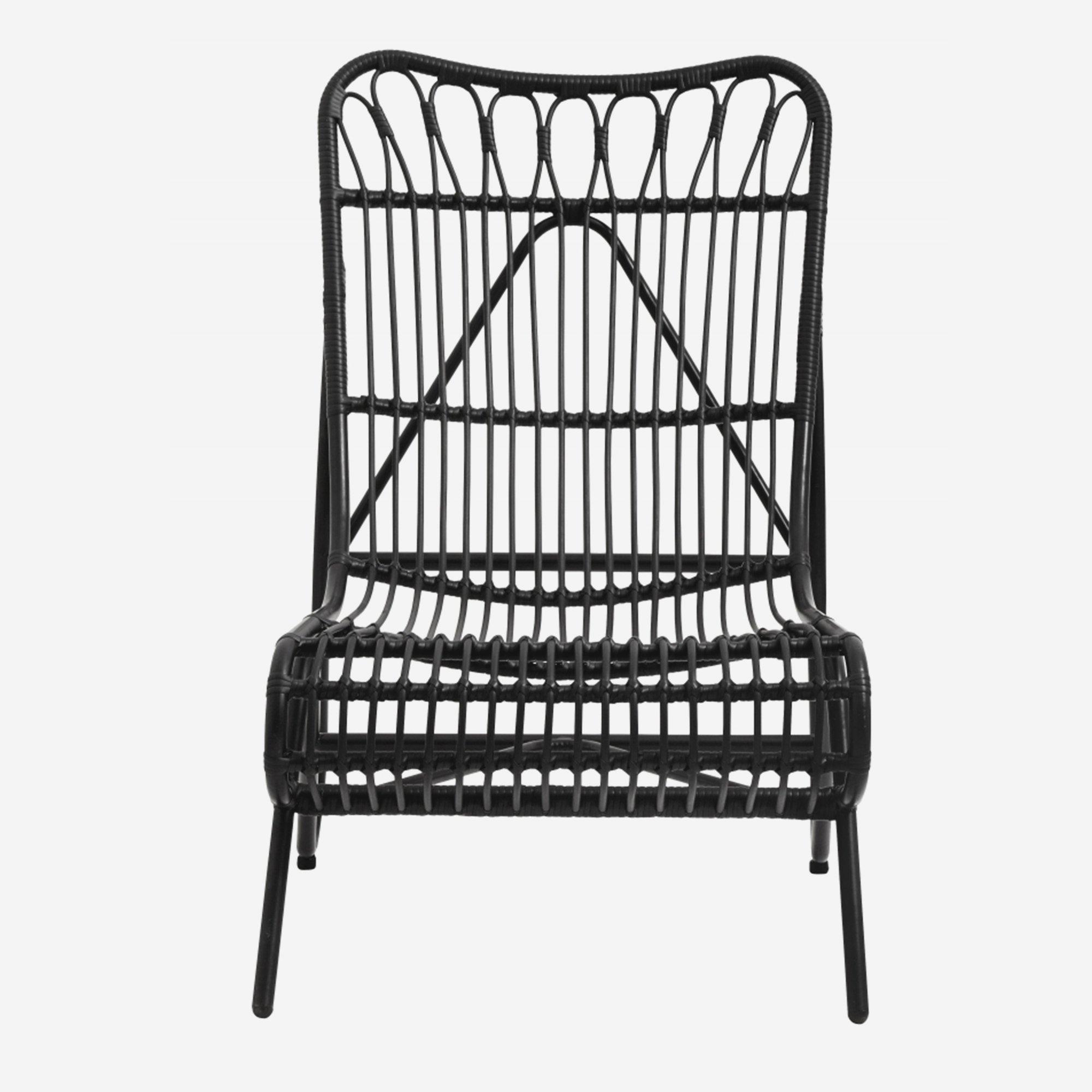 KURVESTOL I FLETTET POLYRATTAN - H82 CM - SORT