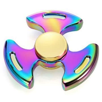 Fidget Spinner i metall, Tri Blade, Regnbåge