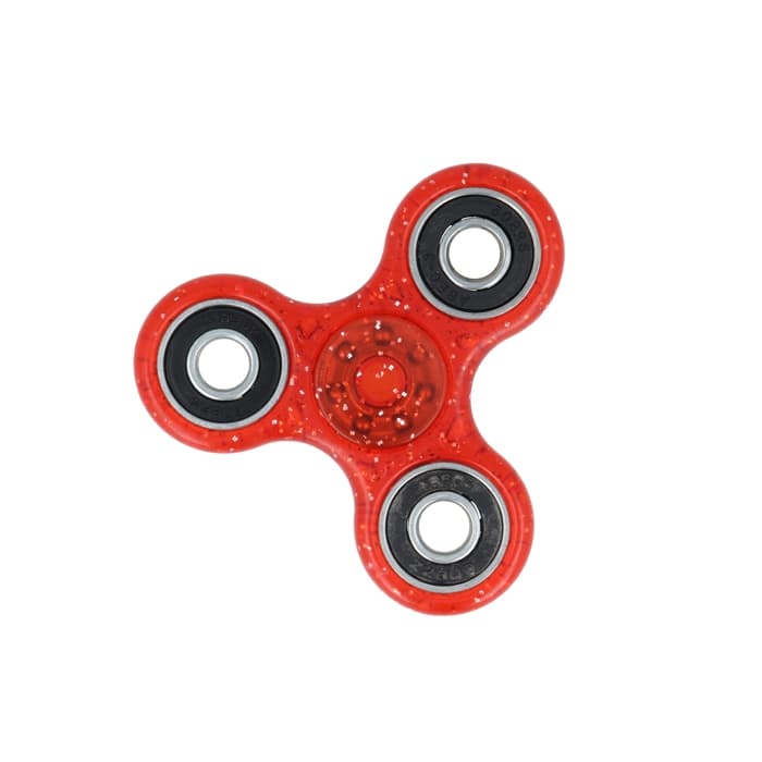 Fidget Spinner, Glitter, Röd