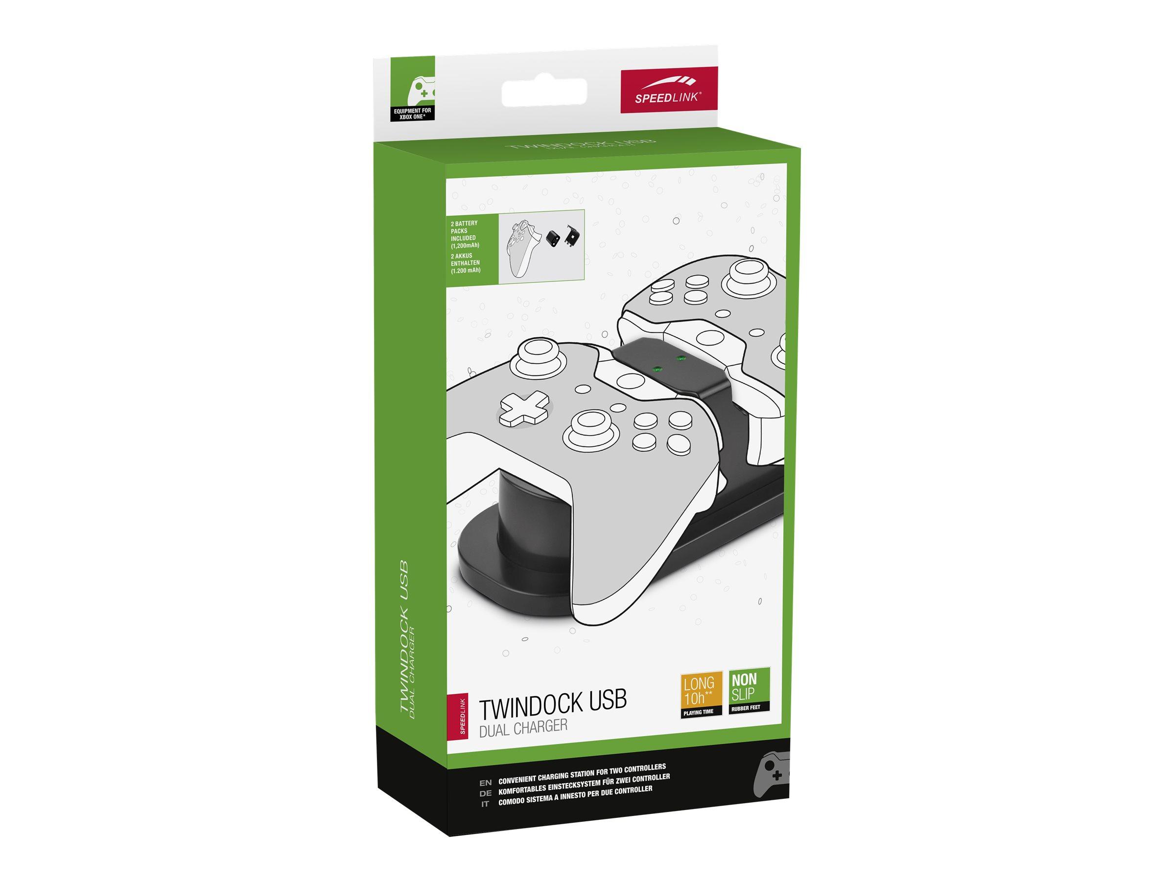 SPEEDLINK TWINDOCK USB Dual Charger - Laddningsställ - på kabel: USB - svart - för Microsoft Xbox