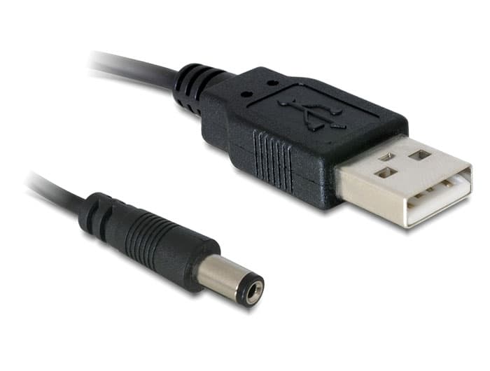 DeLock 82197 Cable USB Power to DC 5.5 x 2.1 mm Male 1.0m, black