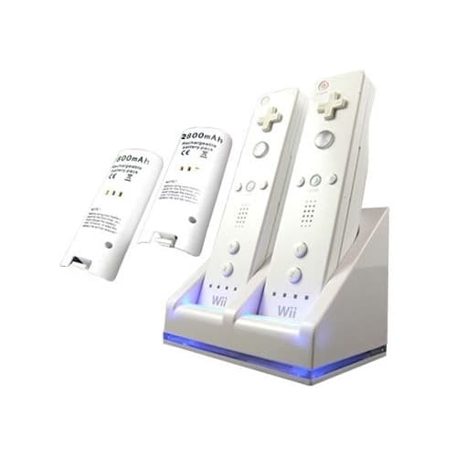 Wii Dock + 2x batteri til Nintendo Wii / Wii U-kontrol